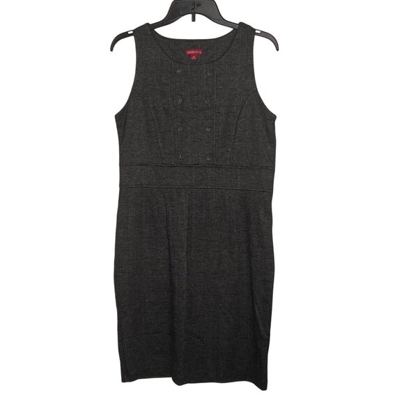 Merona M Gray Plaid Sleeveless Sheath Zipper Dress M Casual Church Office Y2K - Picture 1 of 16